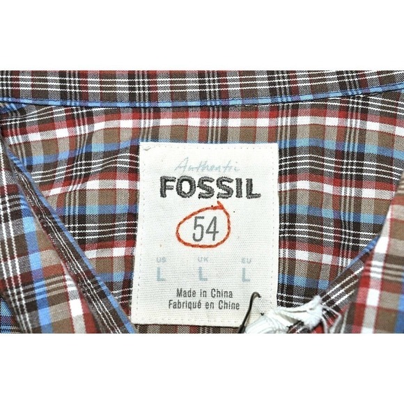 Fossil Men's Size L Plaid Short Sleeve Button Front Camp Shirt - New - Picture 2 of 5